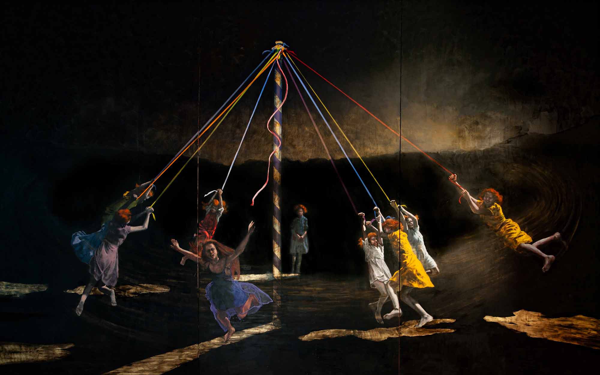 "The Maypole" a large scale oil painting by Tobias Keene