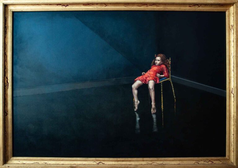 Girl on a Golden Chair - an oil painting by Tobias Keene