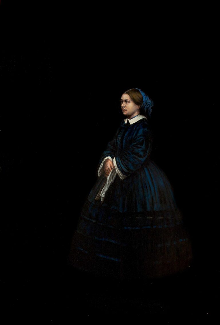 In Tobias Keene's Oil Painting from "The Black Paintings Series" - the stillness of "Queen Victoria" is shaped by inheritance rather than interior tension. Authority is held through posture, dress