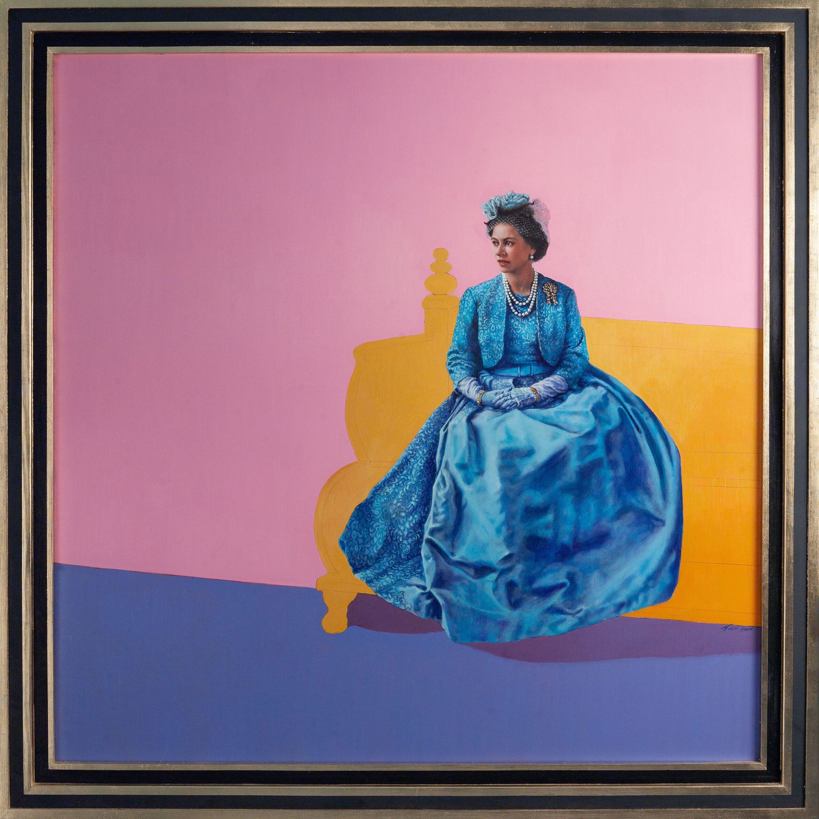 Study after Sir Cecil Beaton’s 1960 photograph of Queen Elizabeth II. An Oil on canvas (painting) by Tobias Keene